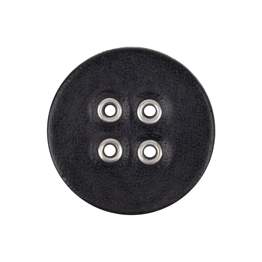 Large black leather button 30 mm